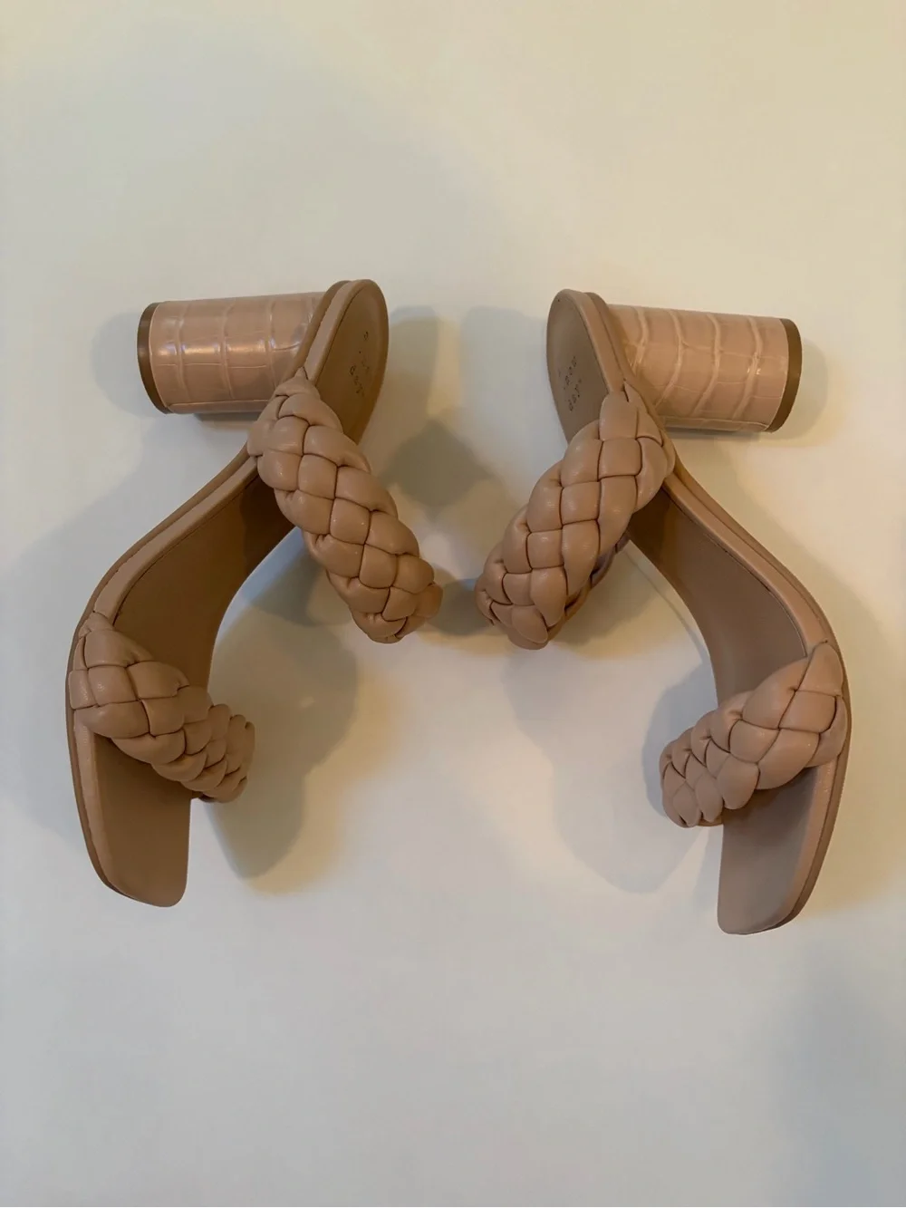 a new day Braided Double-Strap Slide Heels - Nude Beige EUC size 7.5